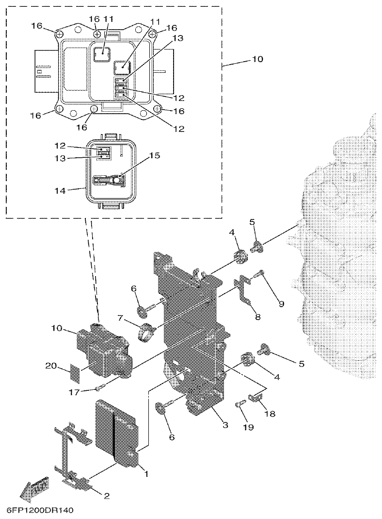 Yamaha F80DET, F100FET ELECTRICAL 1 parts diagram